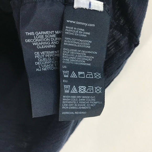 Tommy Hilfiger Tee Shirt Beaded Short Sleeve  Navy Womens size Medium - Picture 5 of 5